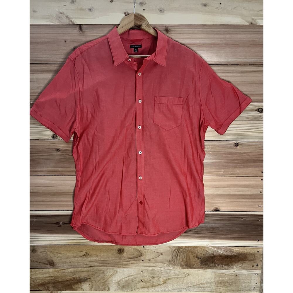 Sons of Intrigue Mens XL Red Button Up Shirt Short Sleeve Casual